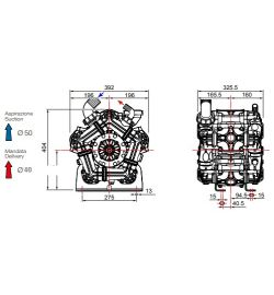 Насос мембранный Comet® серия ВPS260 NBR40 (249 л/мин; 20 бар); ВОМ 1"3/8 - вал d25 внутрен./шпонка, изображение 3