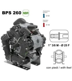 Насос мембранный Comet® серия ВPS260 NBR40 (249 л/мин; 20 бар); ВОМ 1"3/8 - вал d25 внутрен./шпонка