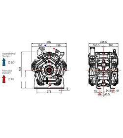 Насос мембранный Comet® серия ВPS260 NBR40 (249 л/мин; 20 бар); ВОМ 1"3/8 - вал d25 внутрен./шпонка, изображение 3