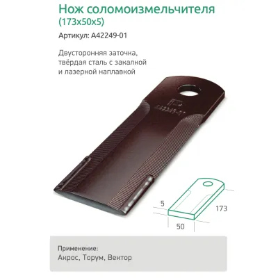 А42249-01 Нож барабана измельчителя (с лазерной наплавкой)