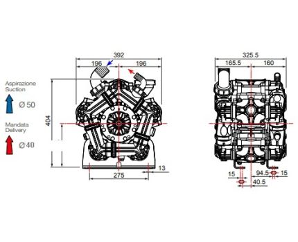 Насос мембранный Comet® серия ВPS260 NBR40 (249 л/мин; 20 бар); ВОМ 1"3/8 - вал d25 внутрен./шпонка, изображение 3