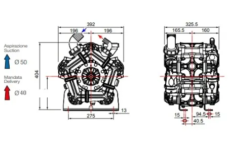 Насос мембранный Comet® серия ВPS260 NBR40 (249 л/мин; 20 бар); ВОМ 1"3/8 - вал d25 внутрен./шпонка, изображение 3