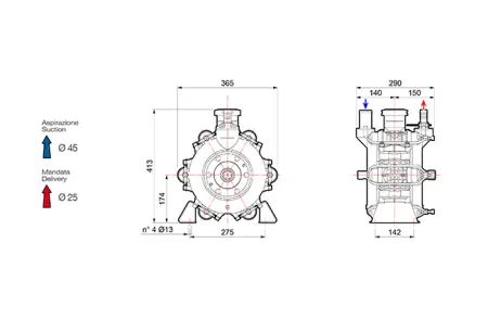 Насос мембранный Comet® серия BP205 2" (193 л/мин; 20 бар); вал ВОМ 1"3/8, изображение 2