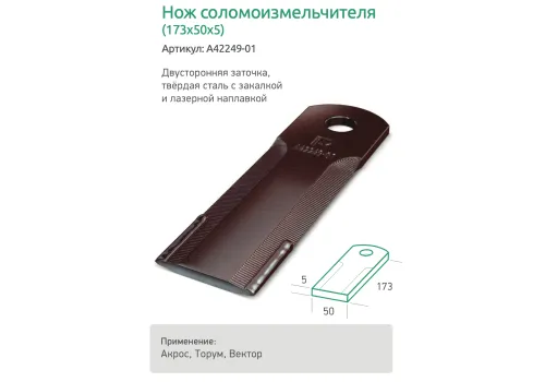 А42249-01 Нож барабана измельчителя (с лазерной наплавкой)